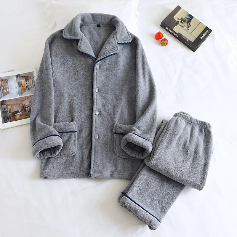 Winter Warm Flannel Pajamas Set For Women Thick Coral Velvet Long Sleeve Pyjamas Sets Pijama Suit Mujer female Homewear