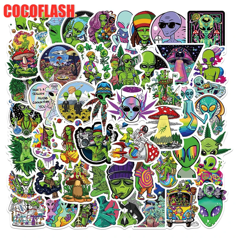 10/50 Pcs/lot Ted Psychedelic Leaves Aliens ET Cartoon Mixed Graffiti Marijuana Stickers For Diy Case Skateboard Luggage Laptop