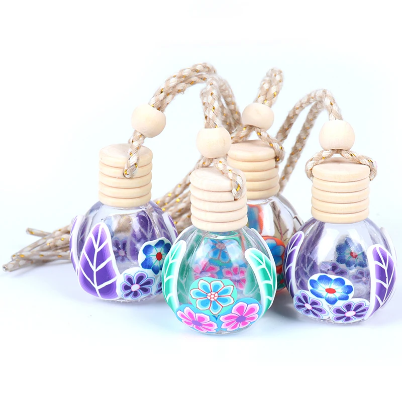 

1Pc 13ml Empty Glass Colorful Bottle Car Hanging Perfume Bottle Home Ornament For Car Decoration Color Random
