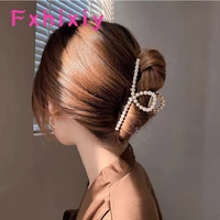 fashion korea crystal imitation pearl women hair claws hairpin crab metal geometric hair clips barrettes daily acessories