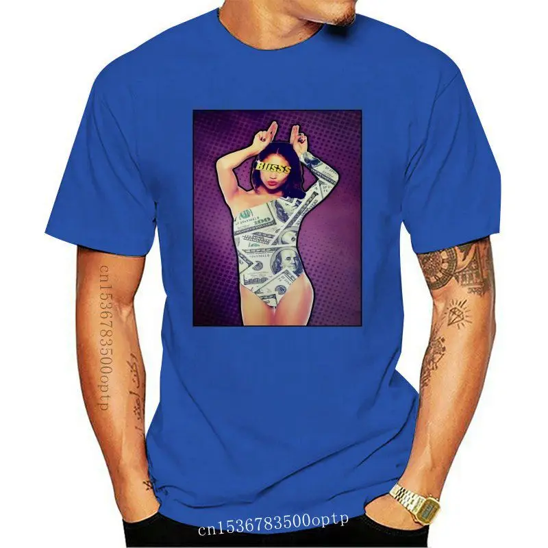 

Bliss Writing Beautiful Girl Dollar Pattern T-Shirt 100% Cotton Unisex Women Wholesale Tee Shirt