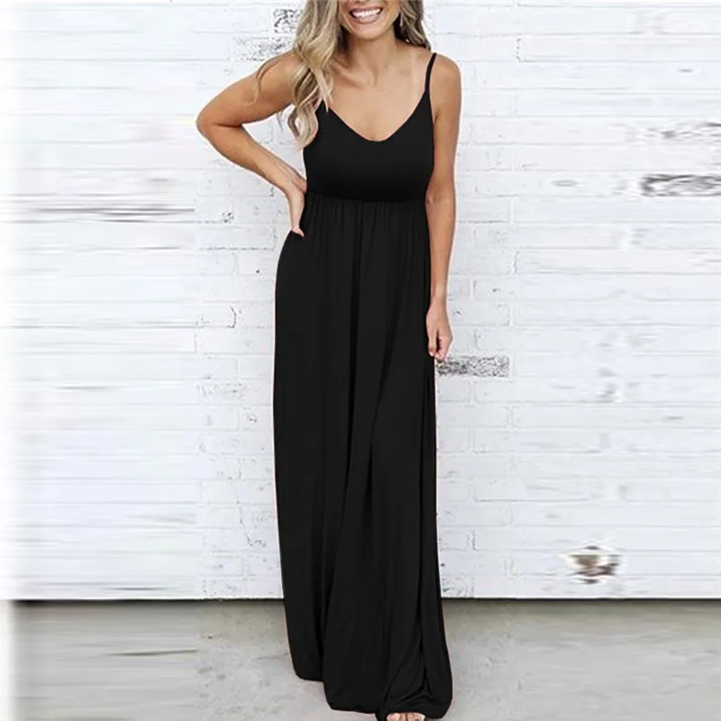 

New Sexy Off Shoulder Summer Women Dress Female Casual Loose Spaghetti Strap Ladies Party Long Maxi Dresses