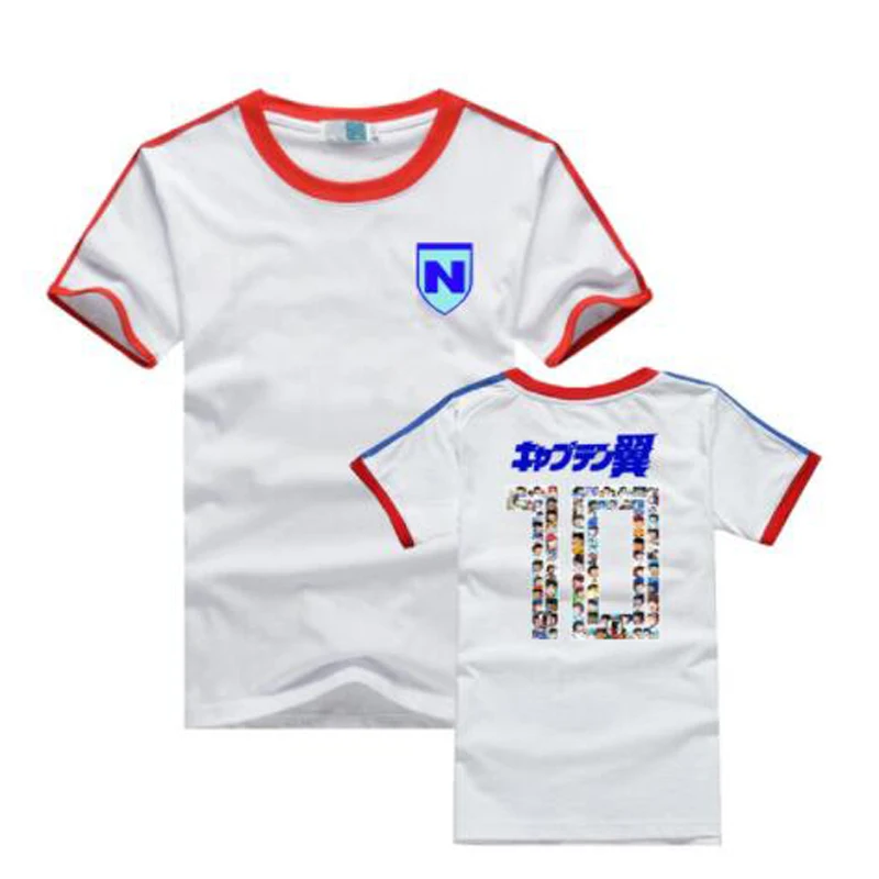 

Летняя детская футболка для мальчиков с принтом капитана Цубаса, футболки с коротким рукавом, Хлопковая мужская и женская футболка с круглы...