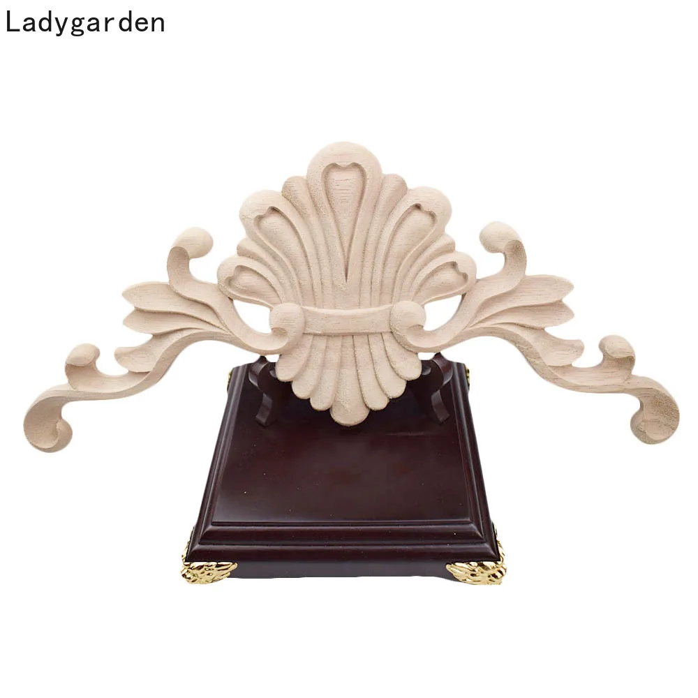 

2PCS 35cm Wood Carving Carved Applique Square Statues Flower Decoration Door Wall Vintage Home Decor Figurines Sculptures