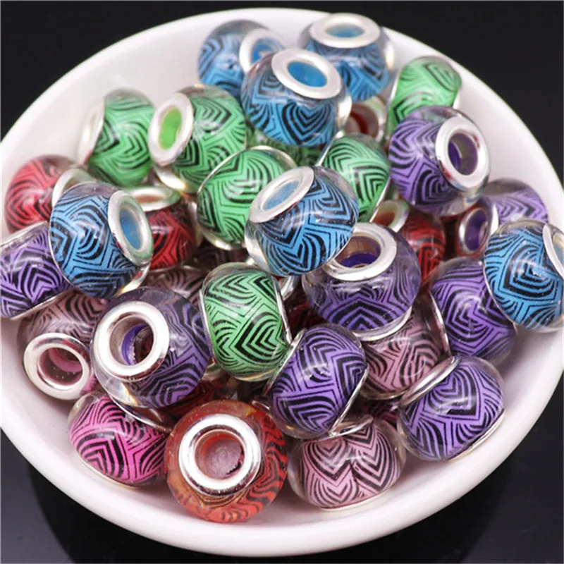 50 шт. в партии Разноцветные Бусины из муранской смолы с большим отверстием