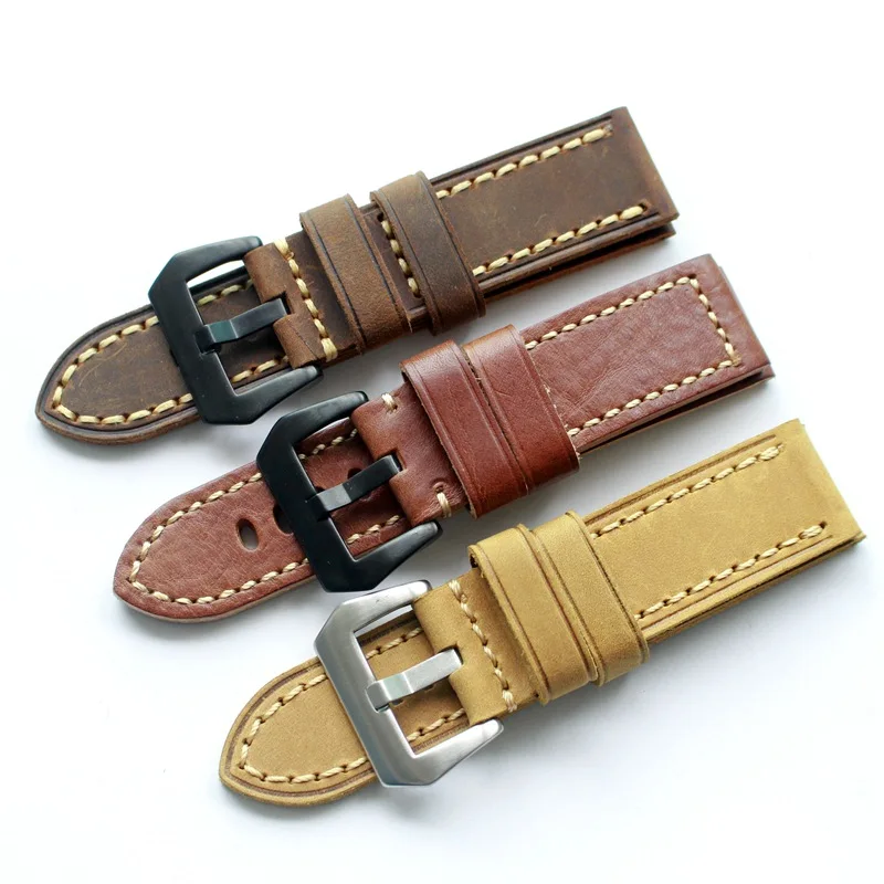 Ремешок ручной работы для часов коричневый желтый винтажный браслет из воловьей