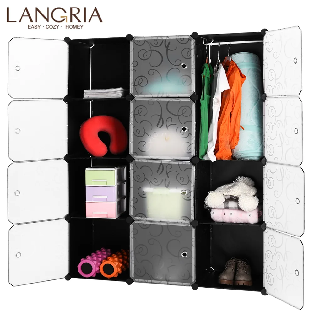 LANGRIA 12 Куб DIY Современные органайзеры для шкафа, пластиковые модульные многофункциональные шкафы с узором для хранения, спальни, гостиной
