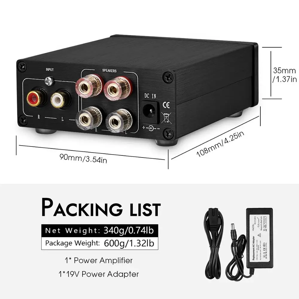 Nobsound Мини цифровой аудио усилитель мощности HiFi TPA3116 стерео музыка 2-канальный 100 Вт* 2 черный шасси