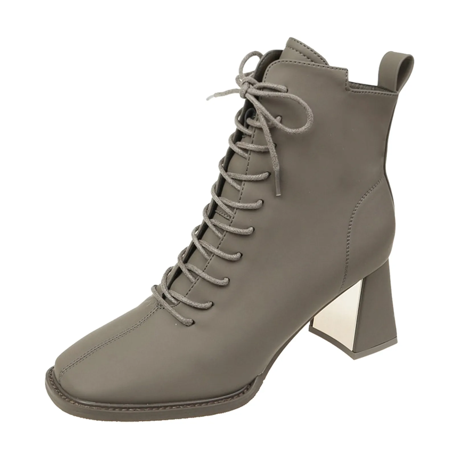 

Ботинки женские однотонные на шнуровке, удобные высокие сапоги, высокий каблук, Ретро стиль
