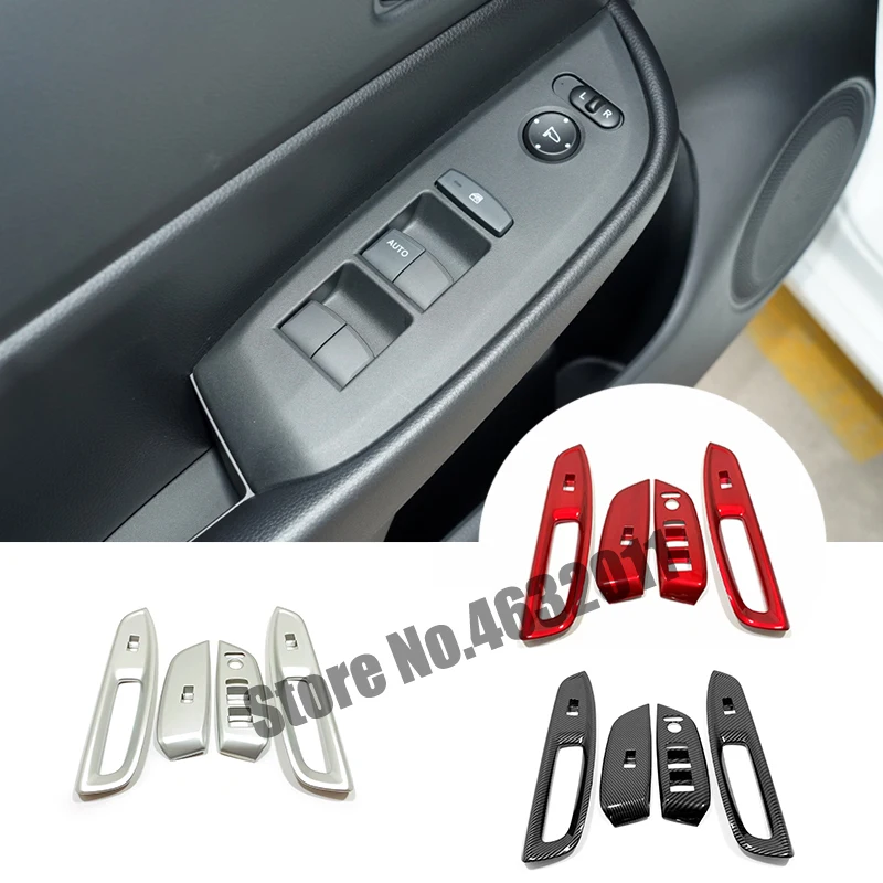 

ABS Carbon fiber Door Window glass Lift Control Switch Panel Cover Trim LHD For Honda Fit Jazz 2020 2021 Car Styling Accessories