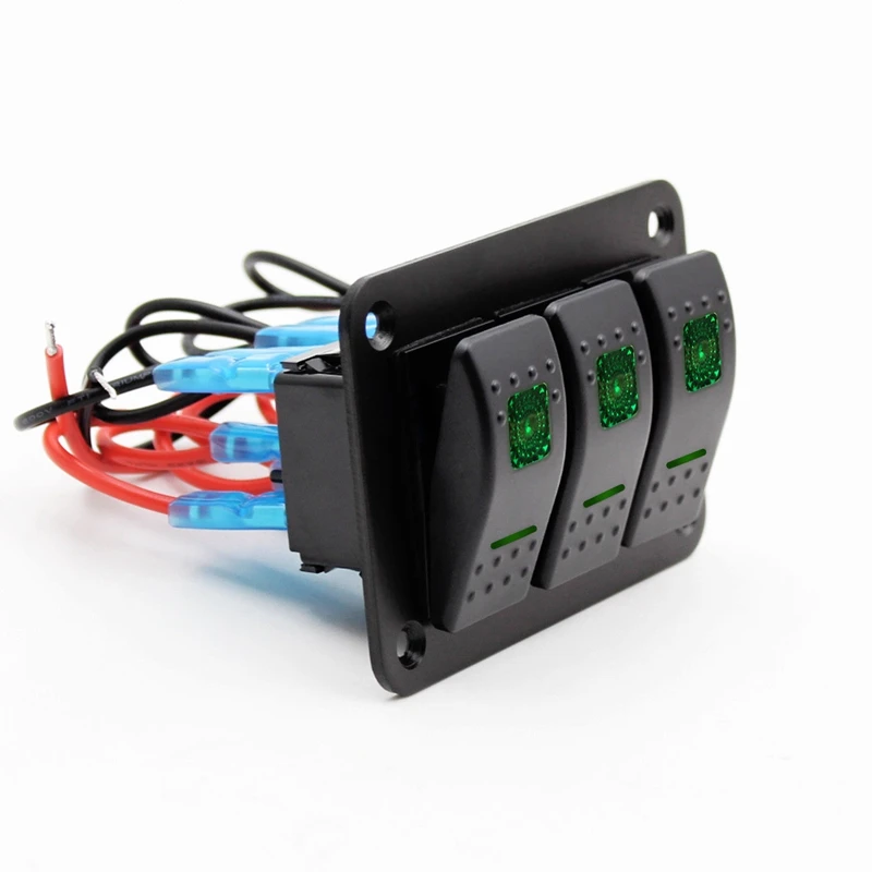 12V 24V 3 Gang Toggle Rocker Switch Panel Green LED Light On Off Car Marine Boat|Автоматические выключатели| |