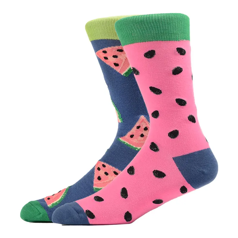 

Men's Socks Cotton Spring Summer Creative Animal Socks Funny Art Fruit Happy Mid Length Asymmetric AB Sock Uniqu Trend Harajuku
