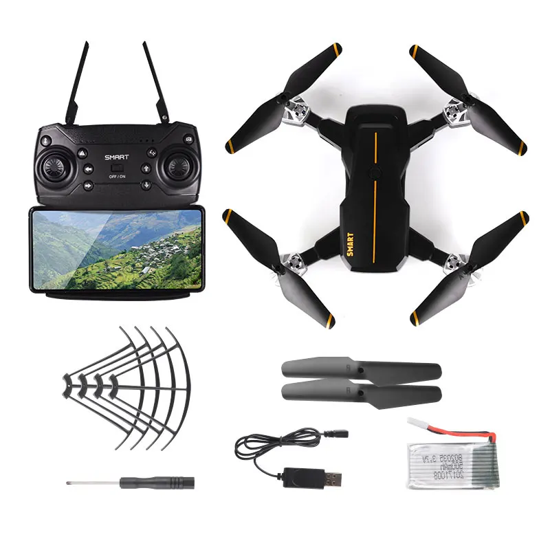 Black Дрон Профессиональный Интеллектуальный складной RC Дроны с высоким HD wifi камера вращающийся FPV Квадрокоптер стабильный карданный Безголовый режим - Цвет: Black