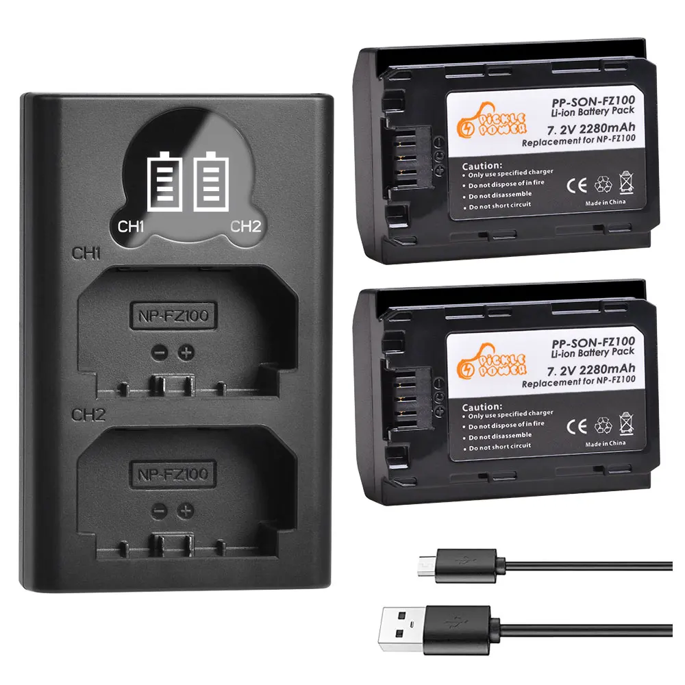 2280 мАч NP FZ100 NPFZ100 батарея и LED двойной USB зарядное устройство для Sony BC QZ1 Alpha A9 A9R A9S A7R