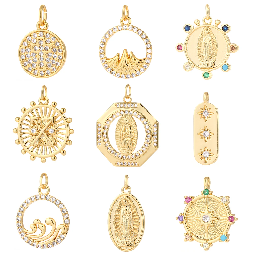 

Cross Charms for Jewelry Making Gold Jesus Our Lady Design Charms Charm Diy Earring Bracelet Necklace Copper Zircon Accessories
