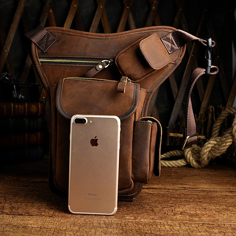 Винтажная поясная сумка для мужчин сумочка на бедро из натуральной кожи мотоцикл