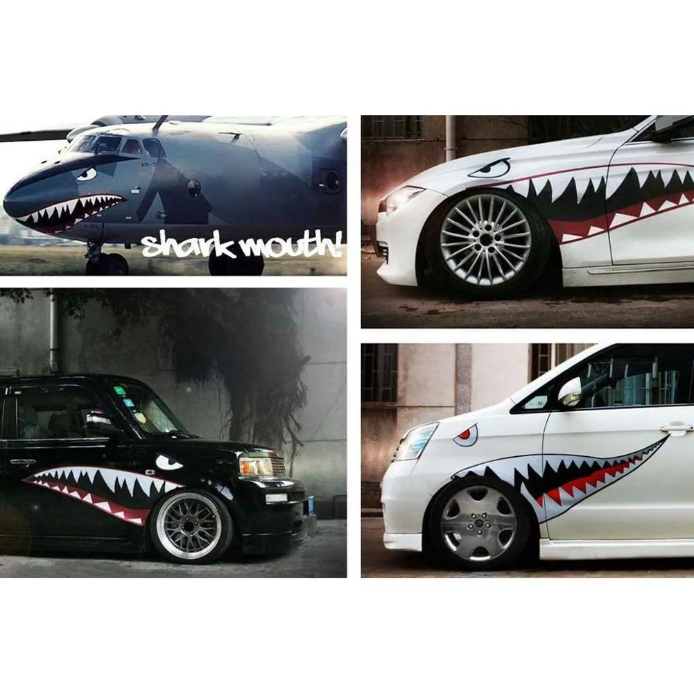 

2Pcs Red Black Mouth Tooth Teeth Reflective Sticker Vinyl Auto Car Cool Refiting Exterior Decal For Side Door Car Styling