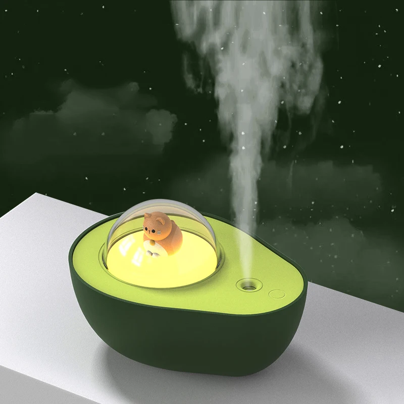 

Avocado Air Humidifier Diffuser Cute Desktop Warm Night Light Water Diffuser Built-in Battery Rechargeable Portable Mist Maker