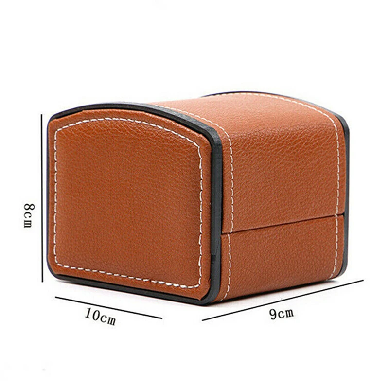 

Portable Jewelry Watches Storage Case Watch Display Box PU Leather Single Grid With Cushion Wristwatch Bracelet Display Pad