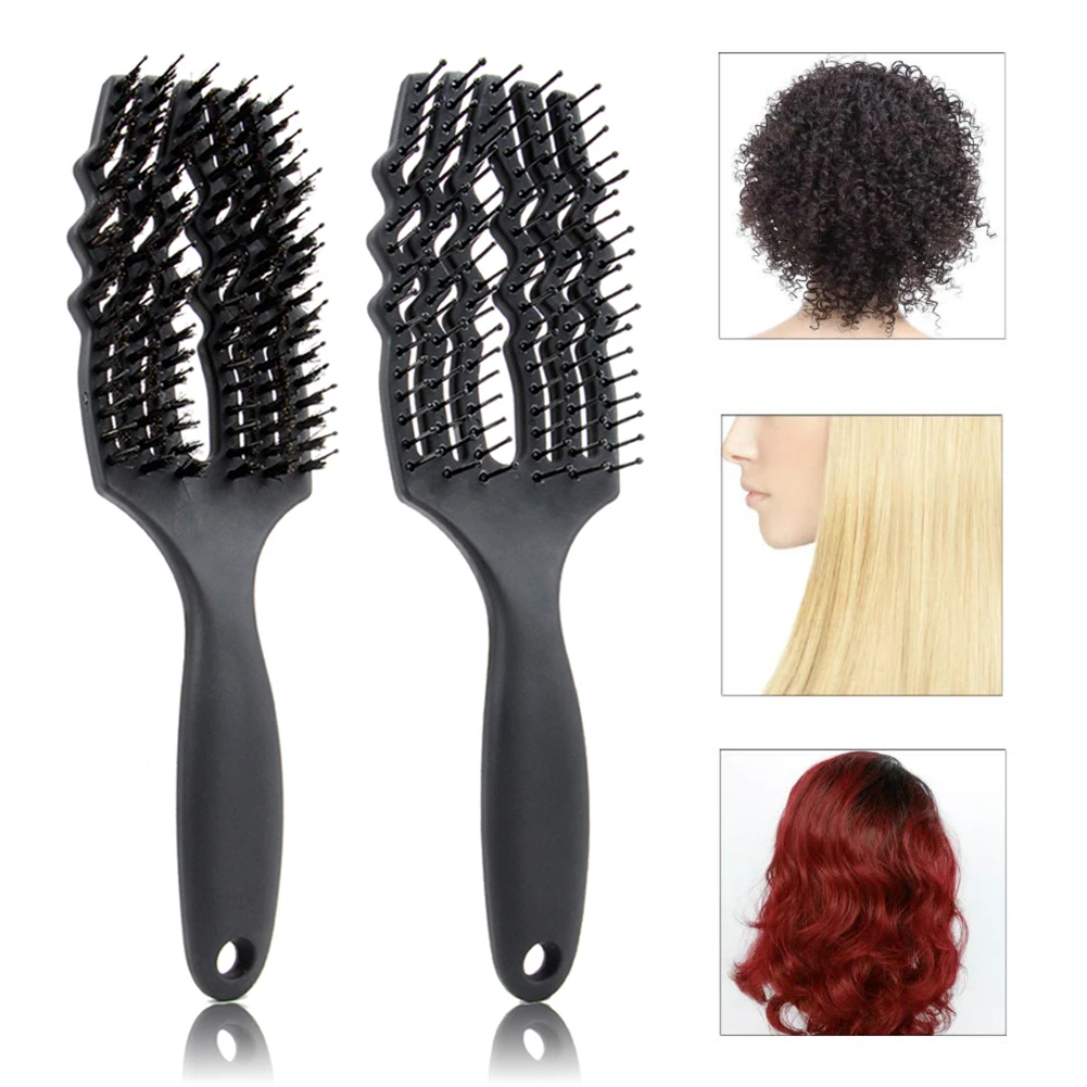 

Curved Vented Hair Brush 6-Row Vent Bristle Comb Hairbrush Women with Non-Slip Handle Scalp Massager for Wet Dry Curly Straight