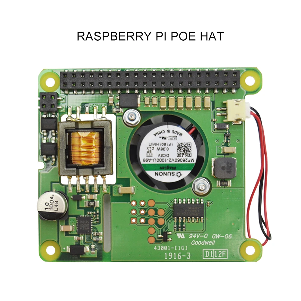 Модуль питания Raspberry Pi 4B/3B + Ethernet PoE Расширительная плата POE HAT с вентилятором и