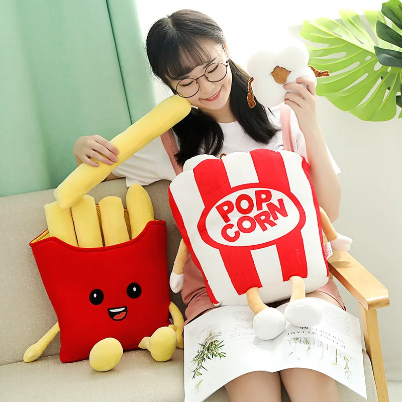 

Hot Cute Cartoon Plush Hamburger French Fries Chicken Leg Toy Stuffed Food Popcorn Pizza Pillow Cushion Kids Toys Birthday Gift