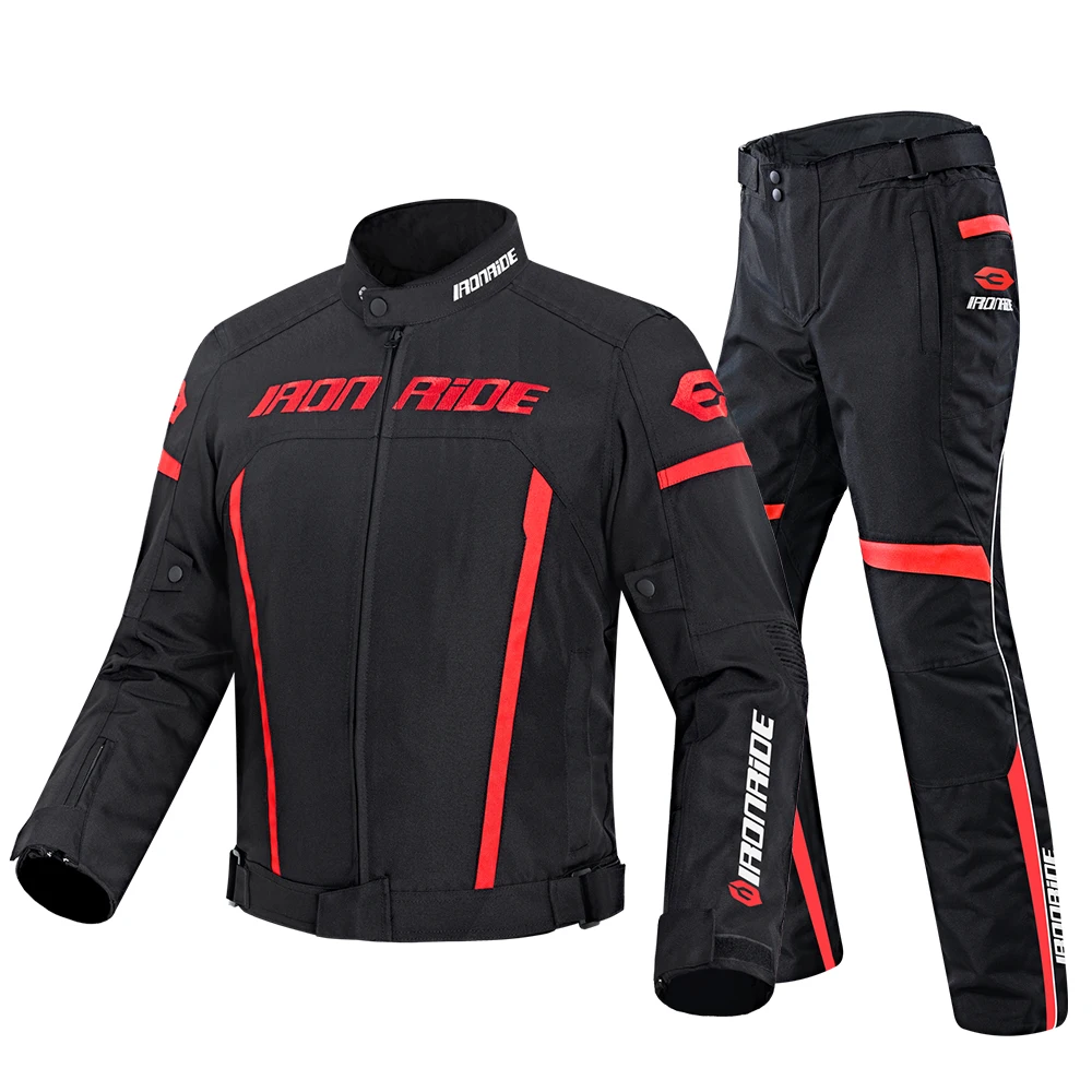 

IRONRIDE Autumn Winter Motorcycle Jacket Moto+Protector Motorcycle Pants Moto Suit Touring Clothing Protective Gear Set M-3XL