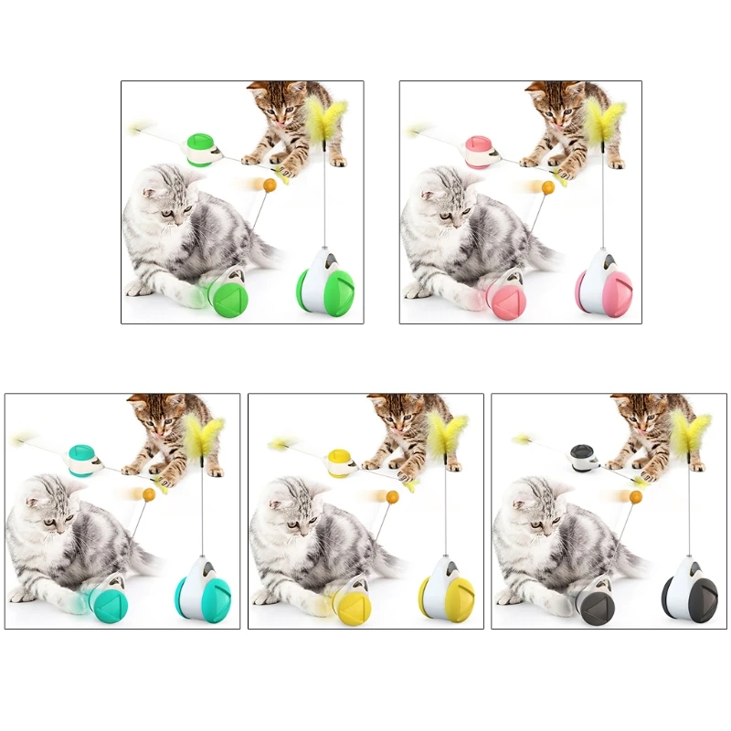 

LXAF Interactive Cat Chasing Toys for Indoor Cats Kitten Chaser Toys with Feather Catnip Ball Tumbler Balanced Toy for Cats
