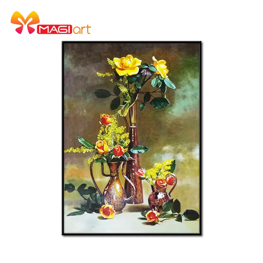 

Cross stitch kits Embroidery needlework sets 11CT water soluble canvas patterns 14CT European oil painting flowers-NCMF002