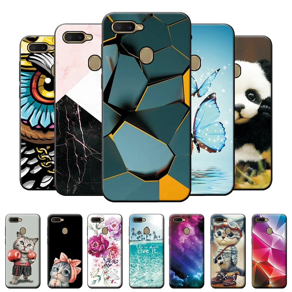 Чехол для телефона OPPO AX7 из мягкого силикона и TPU с защитным бампером в геометрическом стиле.