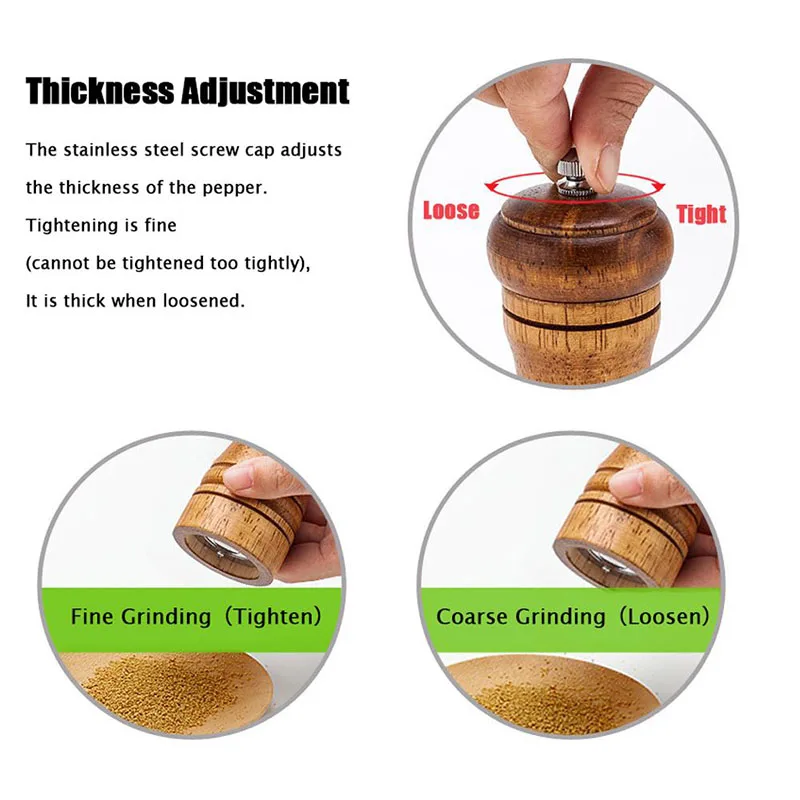 Wooden Pepper Spice Grinder Multi-purpose Bottle Adjustable Ceramic Grinding Core Kitchen Tools Gadgets Accessories Mills | Дом и сад