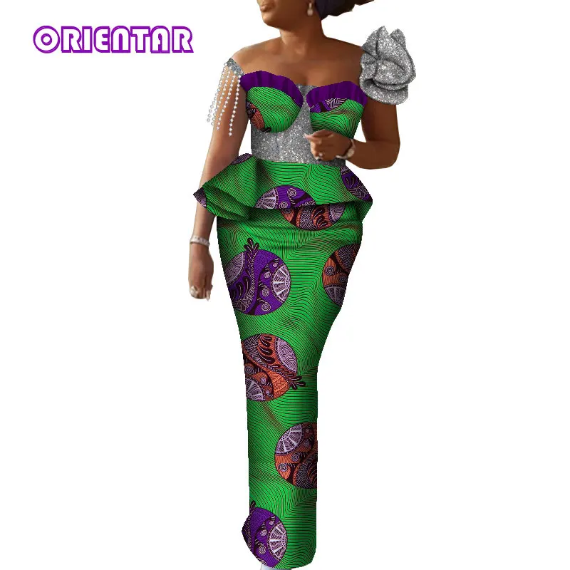 

ORIENTAR Women Party Dress Skirt Sets Elegant 2 Pieces Women Set African Clothing Custom Made Dashiki Tops + Skirts WY090