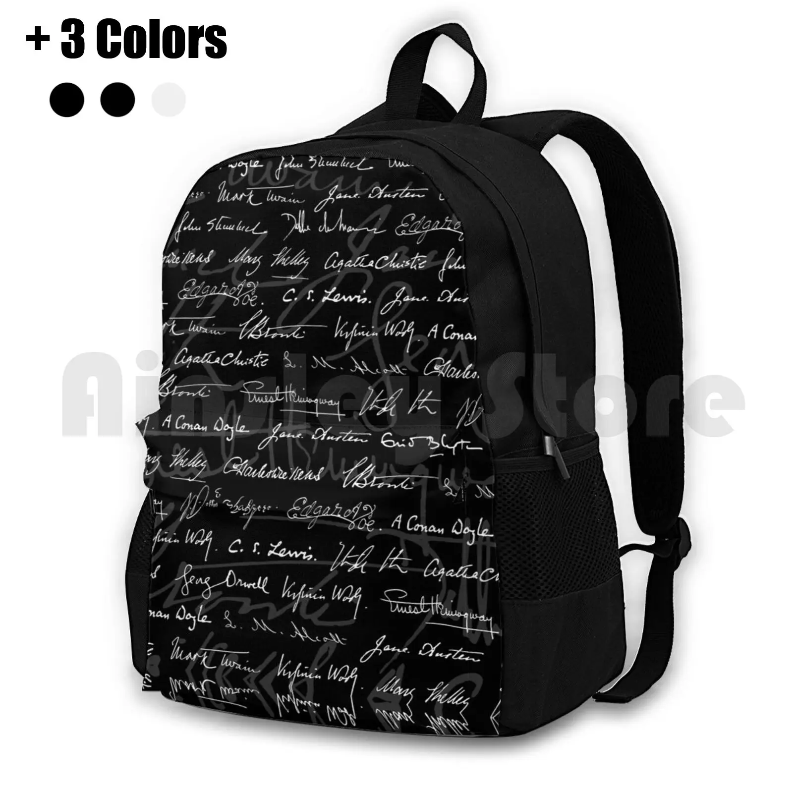Literary Giants Pattern Outdoor Hiking Backpack Waterproof Camping Travel Book Books Classic Bookish Bookworm Bibliophile