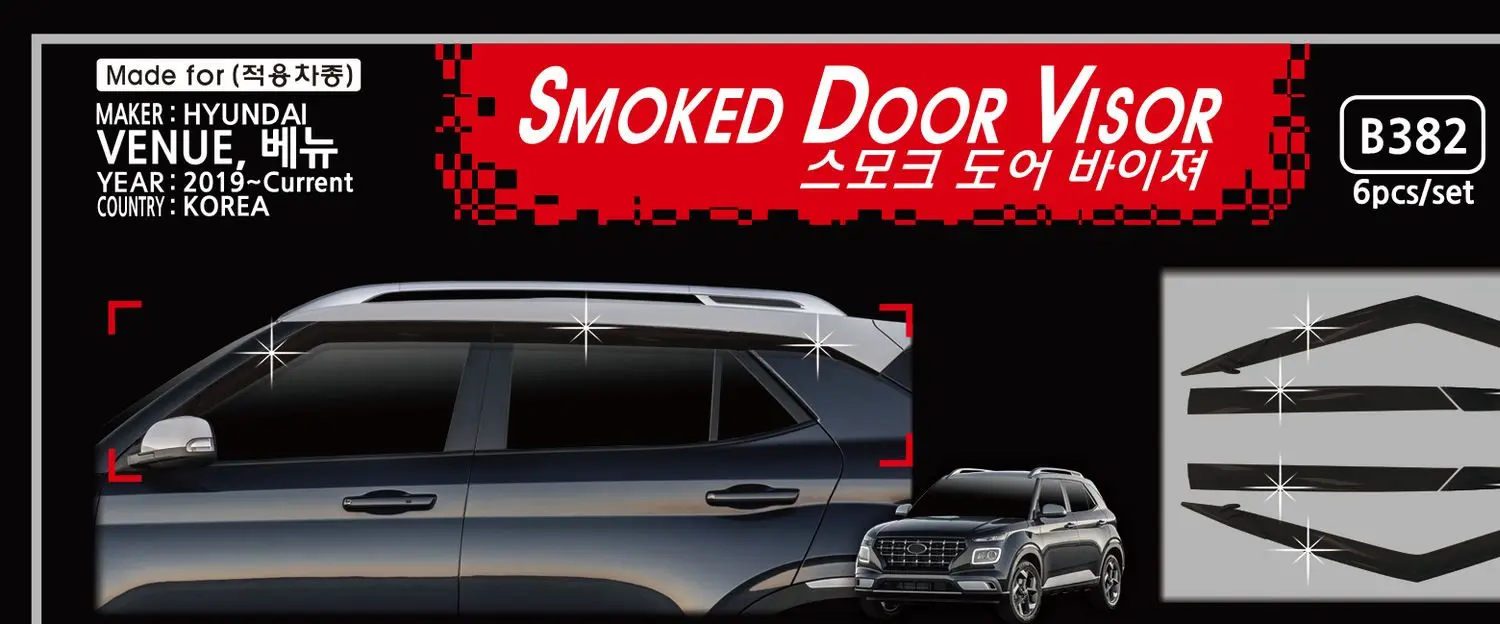 

Chrome Door Rain Visor Side Window Deflector Shade Sun Wind Shield Silver Trips Eaves for Hyundai Venue 2019