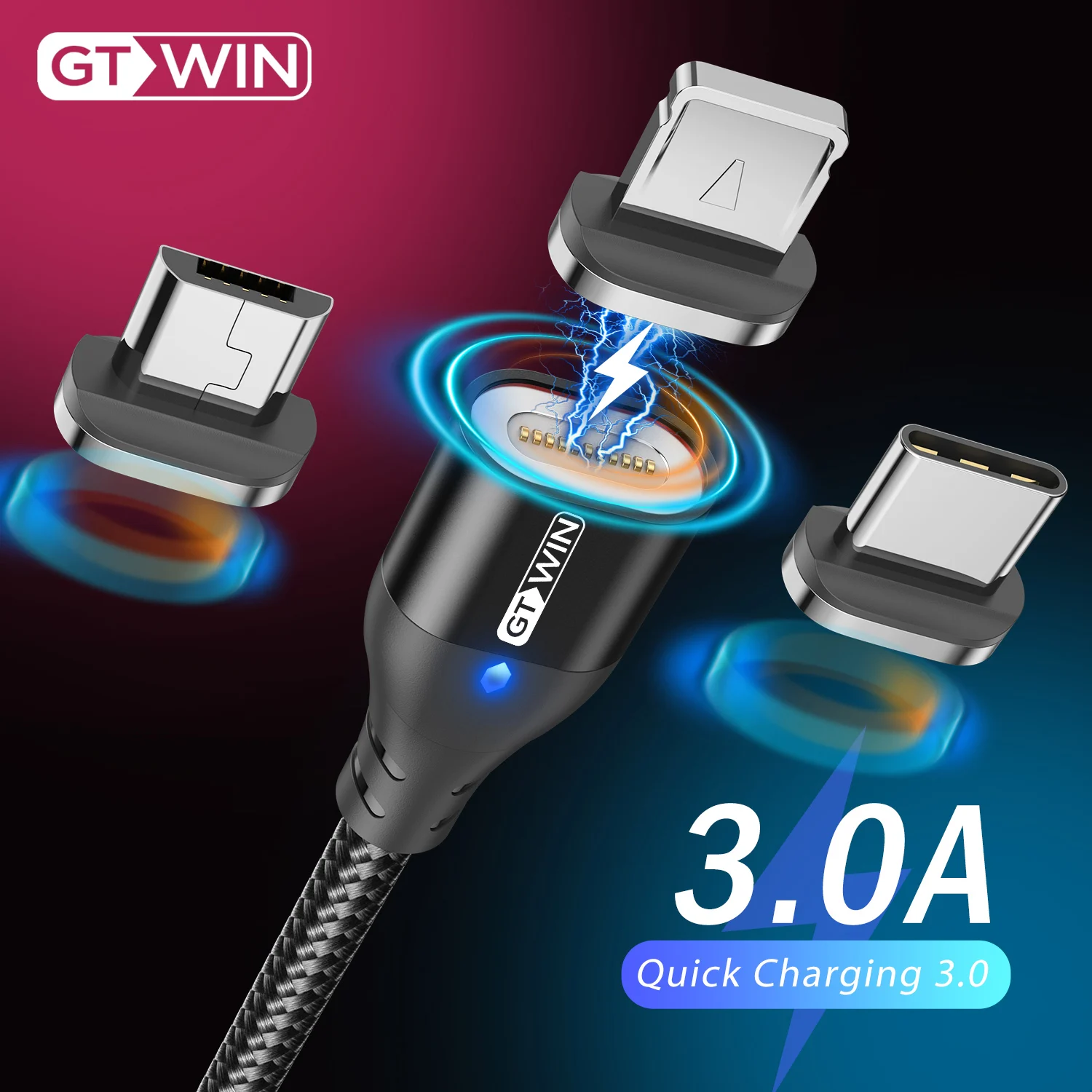 Магнитный USB-кабель GTWIN 3A для iPhone iPad Pro зарядное устройство зарядный провод типа C