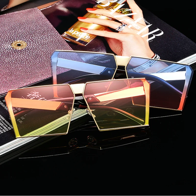 

New Vintage Oversize Square Sunglasses Women Fashion Retro Gradient Sun Glasses 2020 Colorful Big Frame Vintage Eyewear UV400