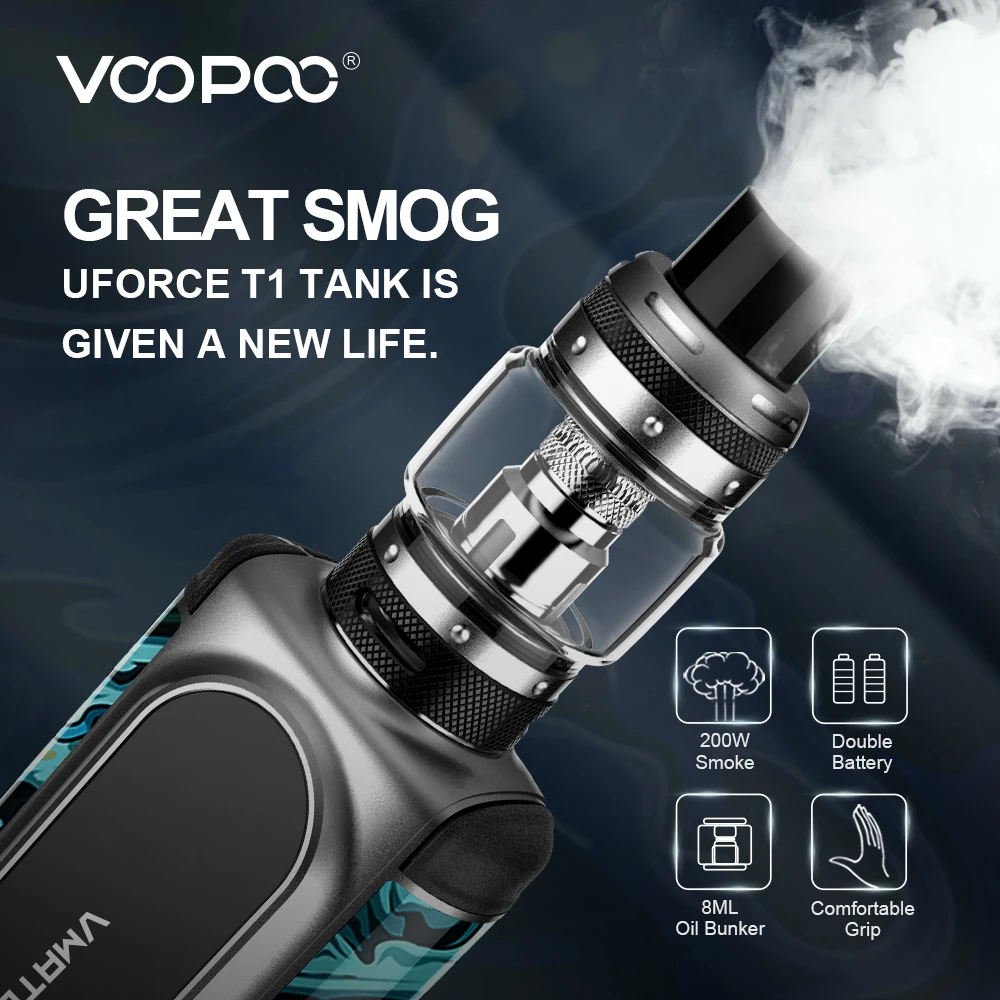 VOOPOO Vmate Vape Комплект 200 Вт мод коробка сигарета электронная вейпер моды 8 мл Uforce T1 танк распылитель без 18650 батарея электронные сигареты испаритель