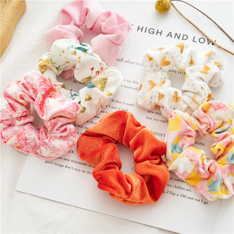 

3Pcs Women Floral Hair Scrunchies Vintage Wild Hair Ring Elastic Rubber Band Girls Fashion Ponytail Scrunchie Hair Accessories