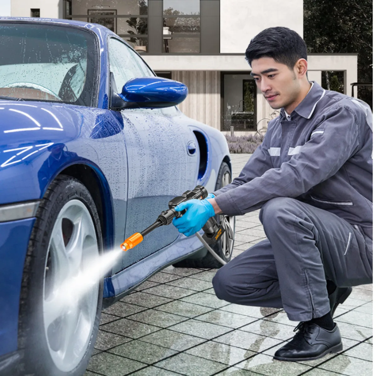 Дешево Беспроводной пеногенератор высокого давления 12000 мАч для мойки автомобилей, пистолет с литиевой батареей, портативный пеногенератор высок...