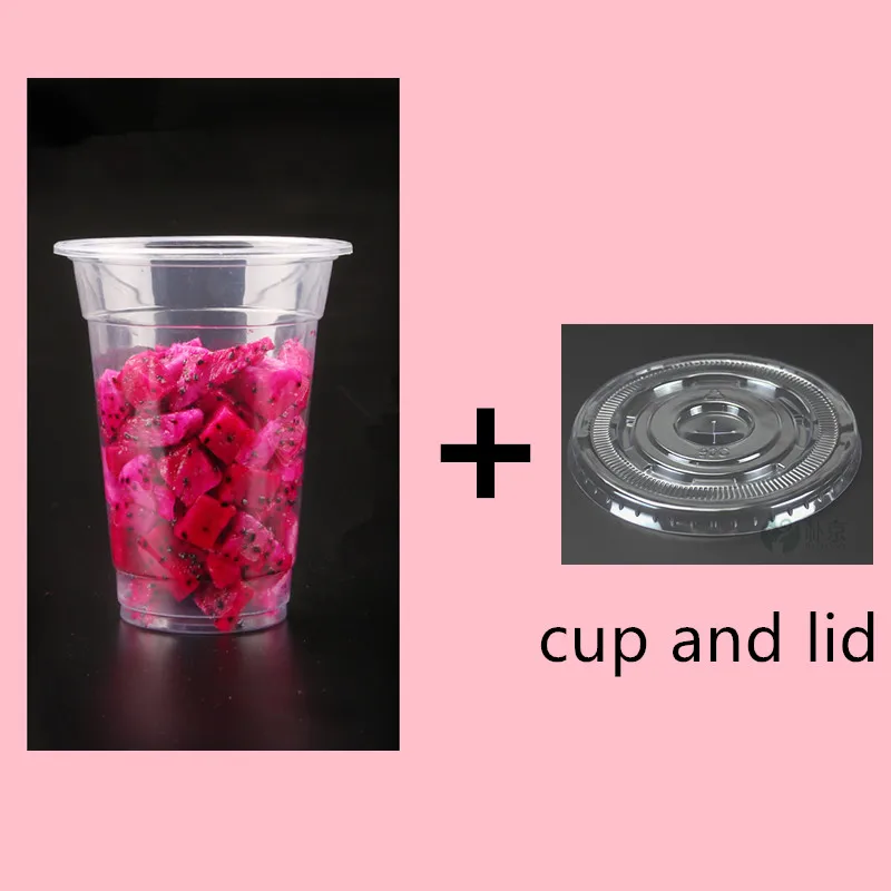 cup and lid1 50 шт толстые прозрачные пластиковые стаканы из полипропилена, одноразовые чашки для кофе, молока, чая, сока, напитков, упаковочные чашки с крышками, пакеты на вынос - Цвет: cup and lid1