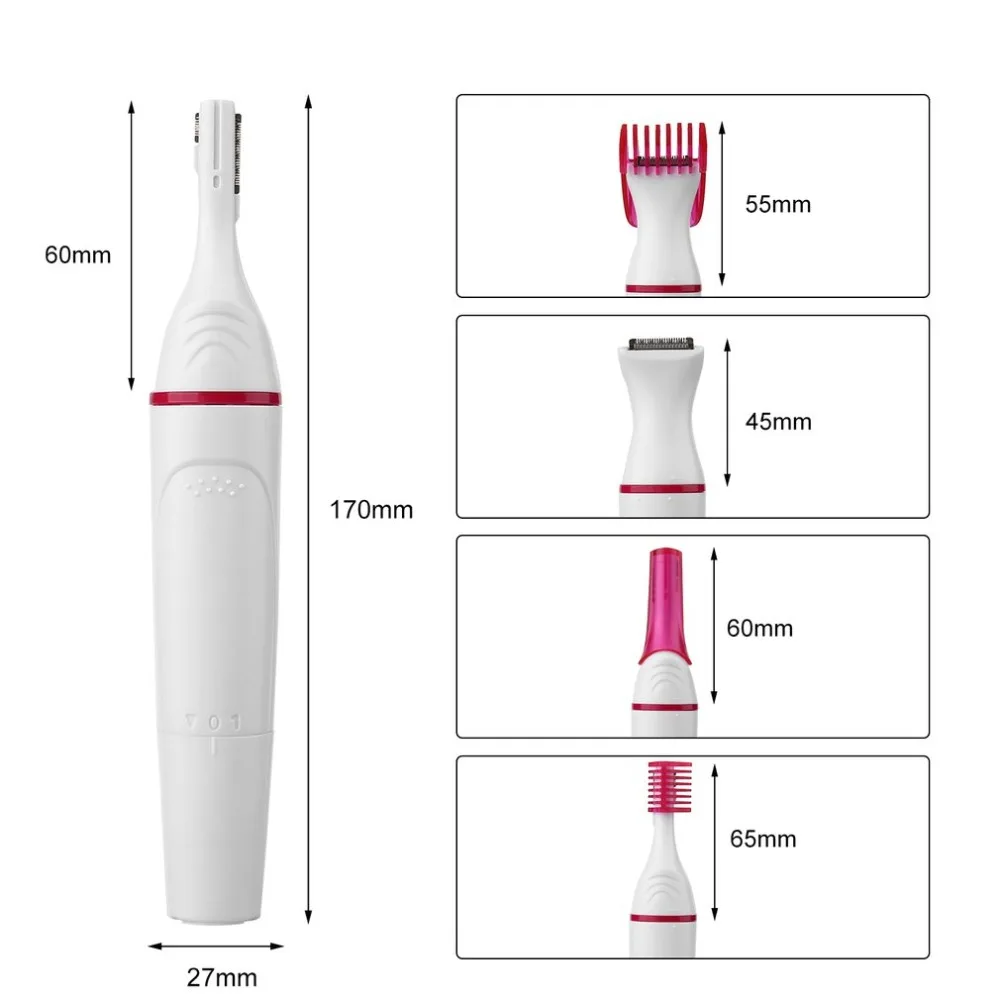 

Pro 5 in 1 Electric Hair Shaver Painless Trimmer For Eyebrow Nose Body Bikini Area Facial Hair Removal Hair Clipper Epilator