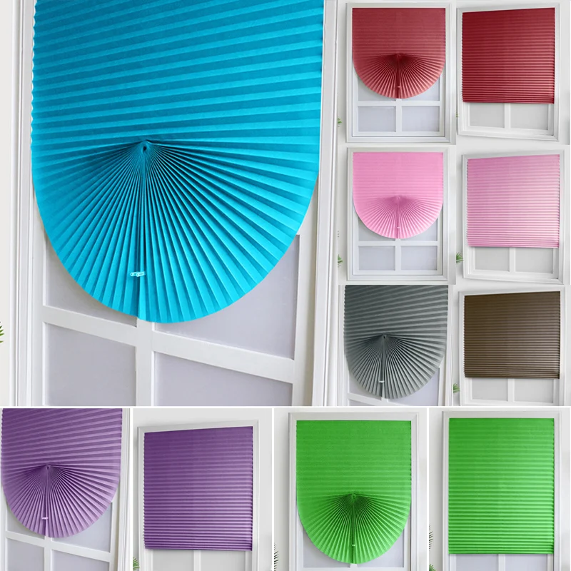Самоклеящиеся плиссированные жалюзи занавески для гостиной полузатемненные