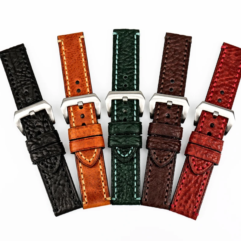 DEETLE Fashion Red Watchbands 20 22 24 26mm Watch Strap Italian Cow Leather Watch Band Bracelet Watch Accessories for Panerai