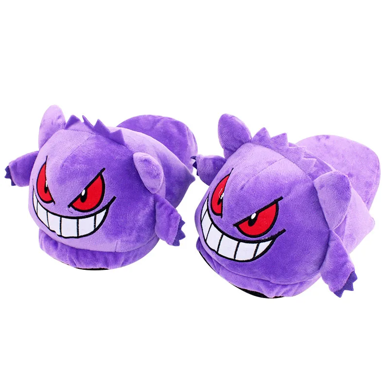 28cm Gengar slippers Супер Марио Йоши Единорог гриб Кот Олаф Игрушки зимние мужские и женские хлопковые домашние теплые тапочки домашняя плюшевая обувь с героями мультфильмов - Цвет: 28cm Gengar slippers
