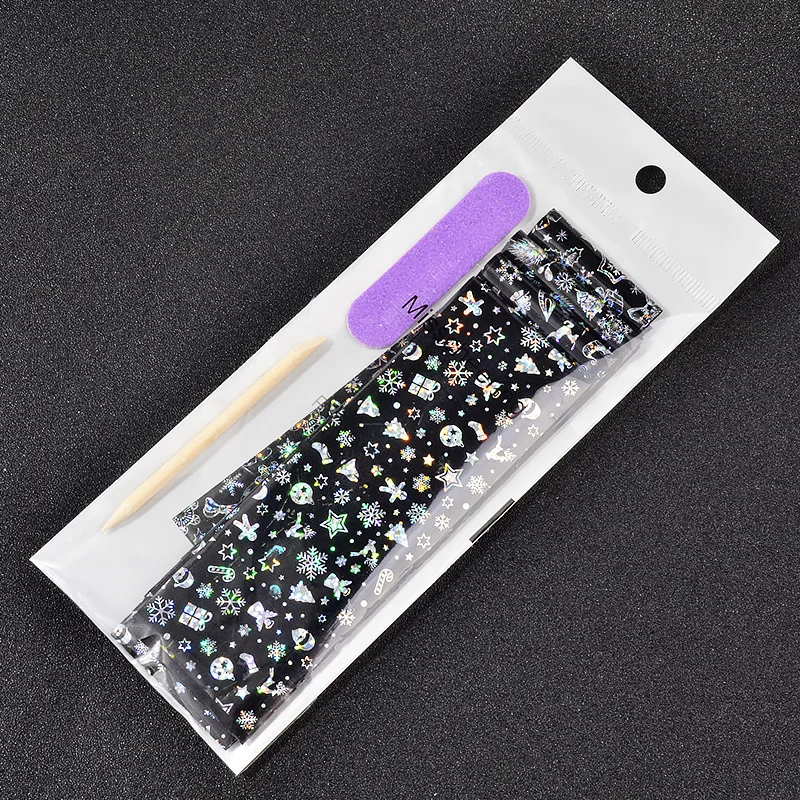 

4 Sheets Holographic Nail Art Transfer Stickers Decals New Year Dreamcatcher Snowflake Rose Flower Nail Foils Laser Nail Decor