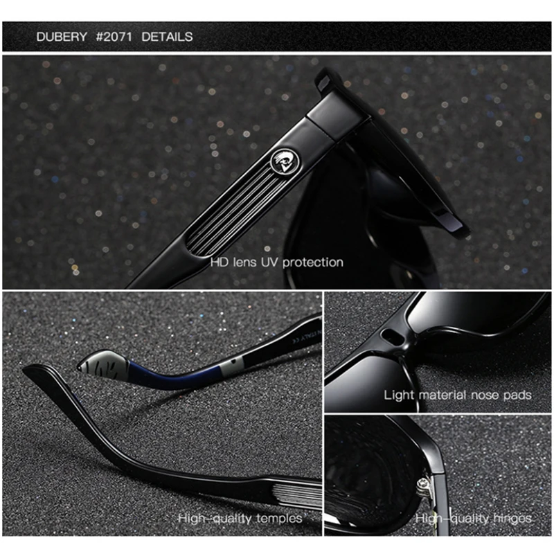 

DUBERY Sport Style Pilot Polarized Sunglasses Men Fashion Brand Design Outdoor Travel Sun Glasses High Quality TAC Lens Goggles