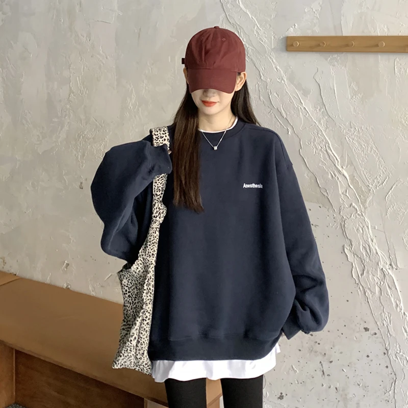 

Флисовый женский накладной свитер qiu dong с бархатным утеплителем свободного покроя, дизайн в стиле Хань, популярный стиль, новинка 2020