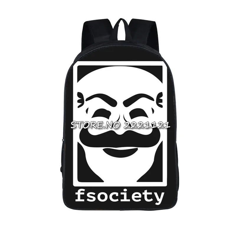 ТВ шоу мистер робот рюкзаки Anonymous Fsociety маска сумка женский мужской | Мужские рюкзаки -32791067075