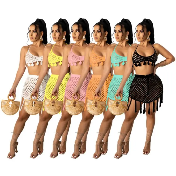 

Drop Shipping Tassel Sexy Beachwear Ladies Clothing New Arrivals 2021 Swimwear Sexy Bikini Women Two Piece Swimsuit