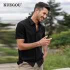 KUEGOU хлопчатобумажная одежда мужские рубашки стильное джинсовое платье с коротким рукавом в стиле кэжуал рубашка в полоску летняя футболка высокого качества Топ Плюс Размеры BC-20532